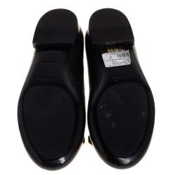 مملوكة مسبقًا حذاء باليرينا فلات بالنسياغا جلد أسود مزخرف مقاس 37