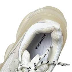 Pre Owned Balenciaga White Mesh And Leather Triple S Clear Sole Platform Sneakers Size 38