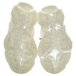 Pre Owned Balenciaga White Mesh And Leather Triple S Clear Sole Platform Sneakers Size 38