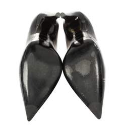 Pre Owned Balenciaga Black/Gold Logo Printed Leather Talon Slash Heel Pointed Toe Pumps Size 38