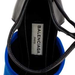 مملوكة مسبقًا صندل بالنسياغا غلوف جلد ونيوبرين أسود / أزرق سير كاحل مقاس 36