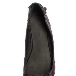Pre Owned Balenciaga Purple Leather Coquelicot Brogue Ballet Flats Size 38.5