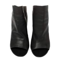 Balenciaga Black Leather Glove Wedge Sandals Size 38.5