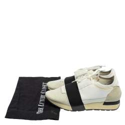 Balenciaga White Mesh And Leather Race Runner Sneakers Size 37