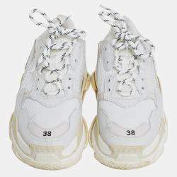 Balenciaga Grey Mesh And Leather Triple S Sneakers Size 38