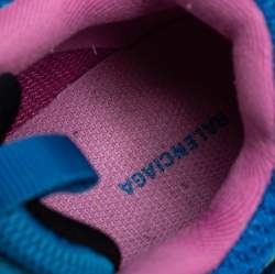 Balenciaga Blue Faux Leather And Mesh Track Sneakers Size 38
