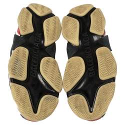 Pre Owned Balenciaga Black Leather and Mesh Triple S Low Top Sneakers Size 39