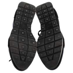 Pre Owned Balenciaga Black Leather And Mesh Race Runner Low Top Sneakers Size 36