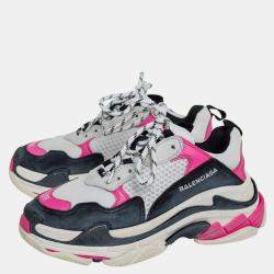 Balenciaga White/Pink Leather And Mesh Triple S Platform Sneakers Size 38