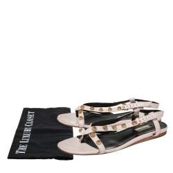 مملوكة مسبقًا Balenciaga Pink Leather Arena Thong Flats Size 37