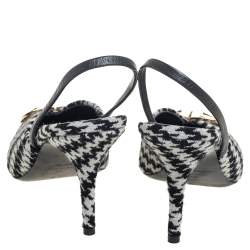 Pre Owned Balenciaga Black/White Cotton Knife Pointed Toe Sandals Size 41