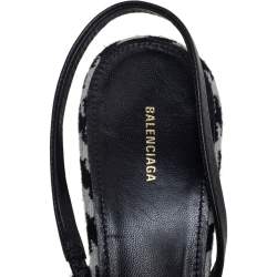 Pre Owned Balenciaga Black/White Cotton Knife Pointed Toe Sandals Size 41