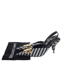 Pre Owned Balenciaga Black/White Cotton Knife Pointed Toe Sandals Size 41