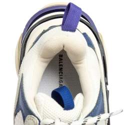 مملوكة مسبقًا Balenciaga White/Purple Mesh And Leather Triple S Low Top Sneaker Size 38