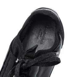 Balenciaga Black Patent Leather And Neoprene Race Runner Low Top Sneakers Size 38