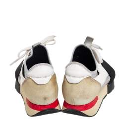 Pre Owned Balenciaga Multicolor Mesh And Leather Race Runner Low Top Sneakers Size 38