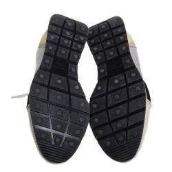 Pre Owned Balenciaga Multicolor Mesh And Leather Race Runner Low Top Sneakers Size 38