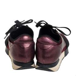 Pre Owned حذاء رياضى بالينسياغا ريس رانر جلد وقماش عنابي مقاس 39