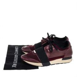 Pre Owned حذاء رياضى بالينسياغا ر يس رانر جلد وقماش عنابي مقاس 39