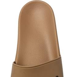 Pre Owned Balenciaga Beige Rubber Logo Pool Slides Size 39