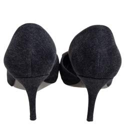 Pre Owned حذاء كعب عالي بالنسياغا كانفاس أسود مزين شعار الماركة بي بي دورساي مقدمة مدببة مقاس 37