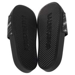 Pre Owned Balenciaga Black Rubber Logo Stamped Pool Slides Size 41