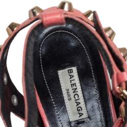 مملوكة مسبقًا Balenciaga Coral Pink Leather Arena Gladiator Flats Size 40
