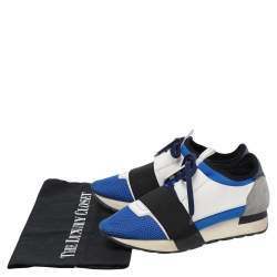 Pre Owned Balenciaga Multicolor Mesh And Leather Race Runner Low Top Sneakers Size 36