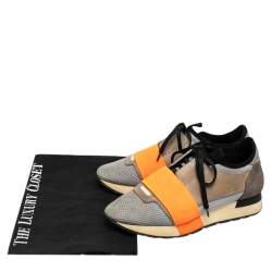 Balenciaga Multicolor Leather And Suede Race Runner Sneakers Size 36