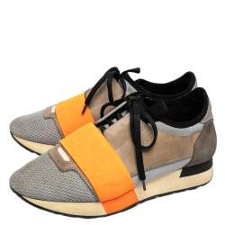 Balenciaga Multicolor Leather And Suede Race Runner Sneakers Size 36