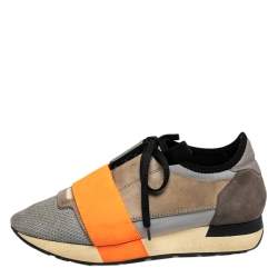 Balenciaga Multicolor Leather And Suede Race Runner Sneakers Size 36