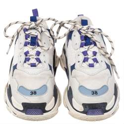 Pre Owned Balenciaga Multicolor Leather And Mesh Triple S Chunky Sneakers Size 38