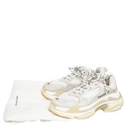 Balenciaga White/Grey Leather And Mesh Triple S Clear Sneakers 38