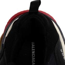 Pre Owned Balenciaga Black Mesh And Leather Triple S Low Top Sneakers Size 38