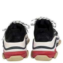 Pre Owned Balenciaga Black Mesh And Leather Triple S Low Top Sneakers Size 38