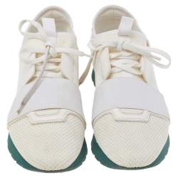 Balenciaga White Leather And Mesh Race Runner Sneakers Size 39