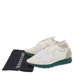 Balenciaga White Leather And Mesh Race Runner Sneakers Size 39