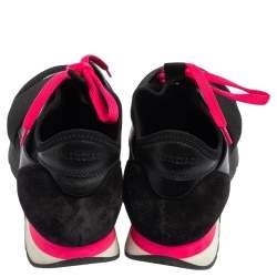 مملوكة مسبقًا Balenciaga Black Leather And Mesh Race Runner Sneakers Size 37