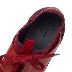 Pre Owned Balenciaga Red/White Leather And Mesh Race Runner Sneakers Size 38