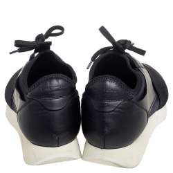 Pre Owned Balenciaga Black Leather And Mesh Race Runner Sneakers Size 40