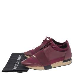 Balenciaga Purple Leather And Mesh Race Runner Sneakers Size 40
