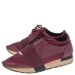 Balenciaga Purple Leather And Mesh Race Runner Sneakers Size 40