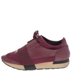 Balenciaga Purple Leather And Mesh Race Runner Sneakers Size 40