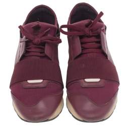Balenciaga Purple Leather And Mesh Race Runner Sneakers Size 40