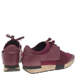 Balenciaga Purple Leather And Mesh Race Runner Sneakers Size 40