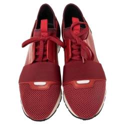 مملوكة مسبقًا Balenciaga Red Leather And Mesh Race Runner Sneakers Size 40