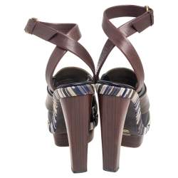 Pre Owned Balenciaga Multicolor Leather Ankle Wrap Platform Sandals Size 39