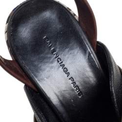 Pre Owned Balenciaga Multicolor Leather Ankle Wrap Platform Sandals Size 39