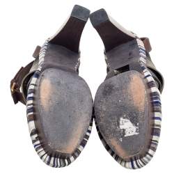 Pre Owned Balenciaga Multicolor Leather Ankle Wrap Platform Sandals Size 39