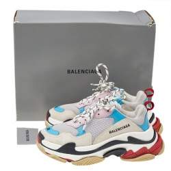Balenciaga Multicolor Leather And Mesh Triple S Low Top Sneakers Size 38 